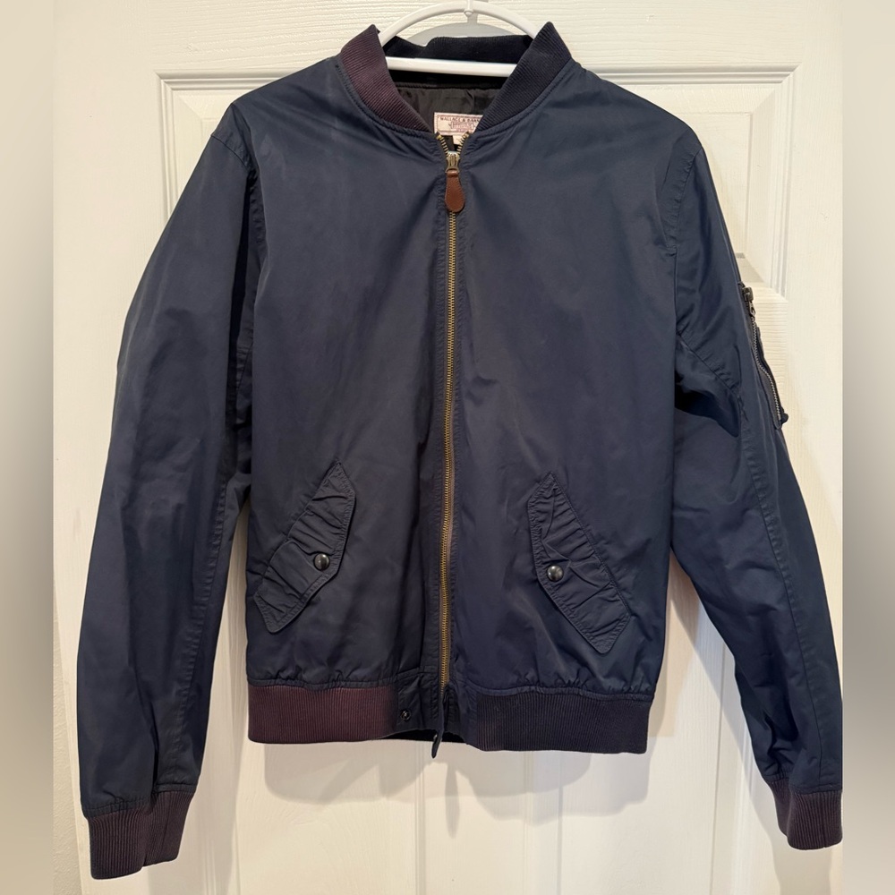 Wallace & Barnes Bomber Jacket Men’s Size M Navy Blue Full Zip Aviator